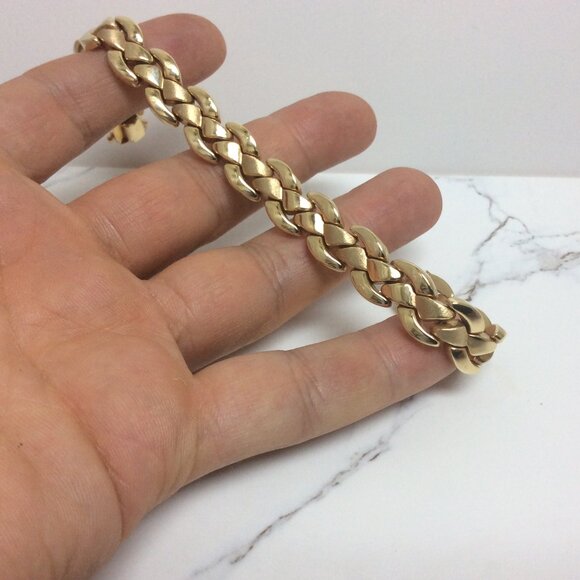 21.30 Grams 11.7mm Lady 14k Yellow REAL Solid Gold XO Hearts Fancy Bracelet 7.5' - Picture 7 of 9